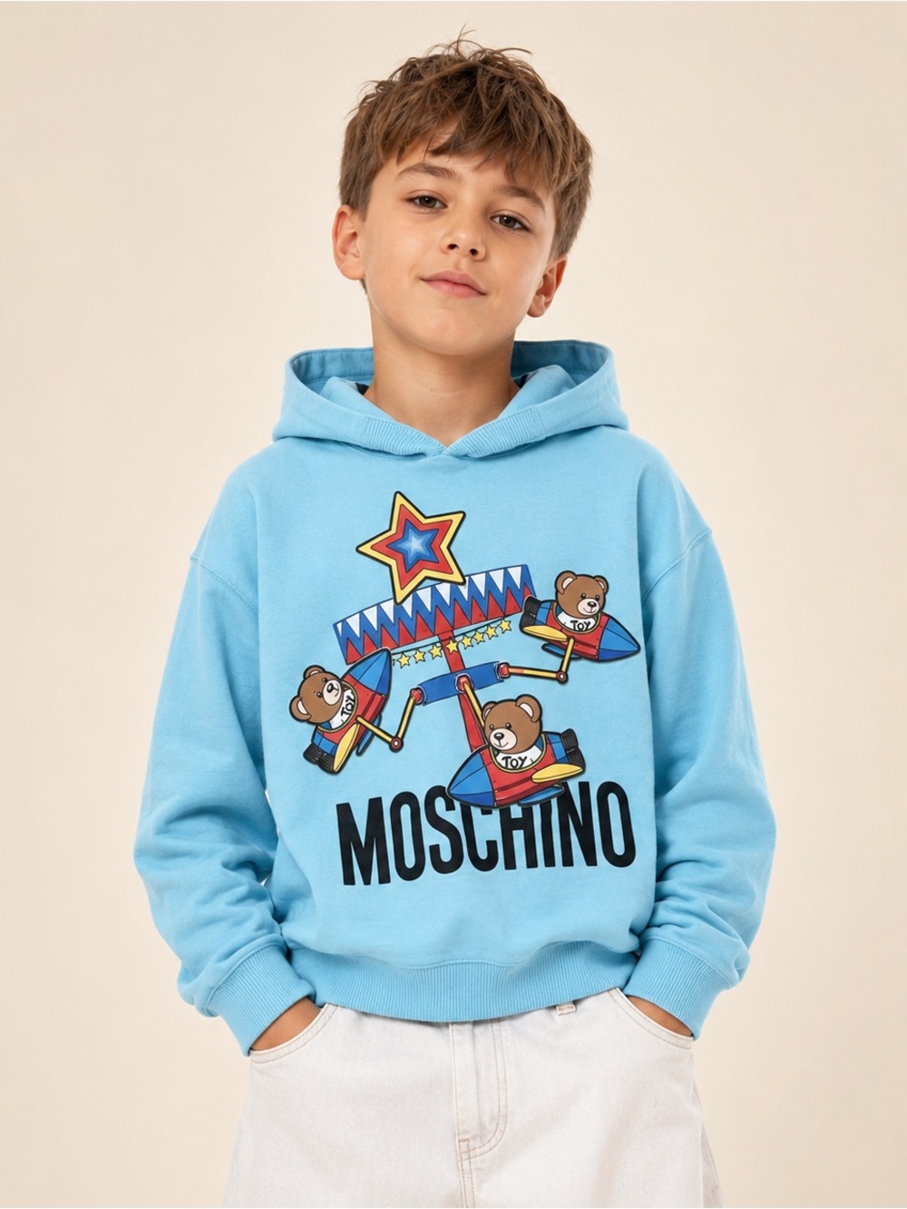 Moschino Kids Girls Graphic Hoodie Blue Size 8